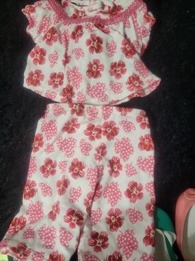 White & Pink Floral Two-Piece Set